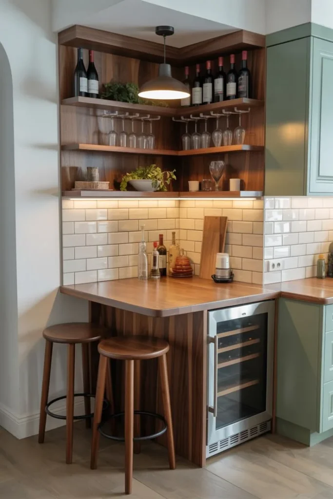 19 Kitchen Corner Ideas That Instantly Make Your Space Look Expensive (Without a Full Remodel) 20 Turn the Corner Into a Wine Display