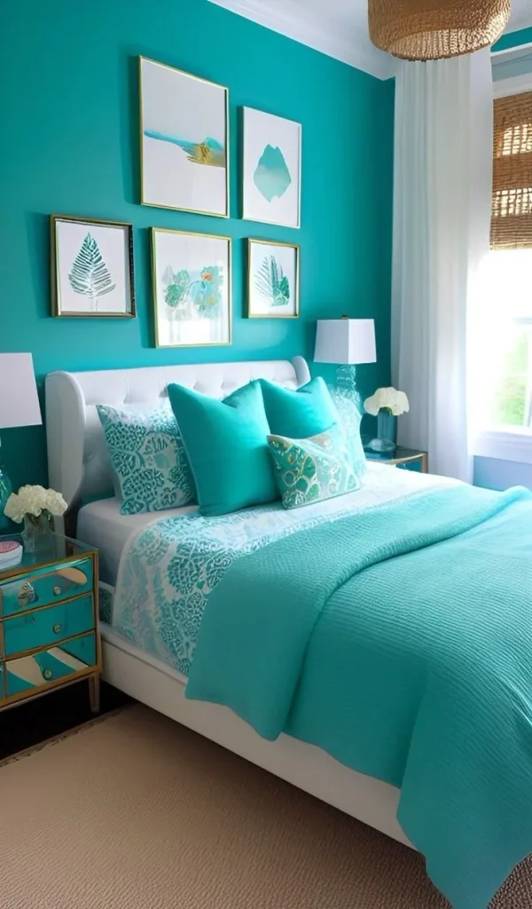 18 Blue Bedroom Ideas That Are Giving “Main Character Energy” Right Now 17 Turquoise Tropical Energy