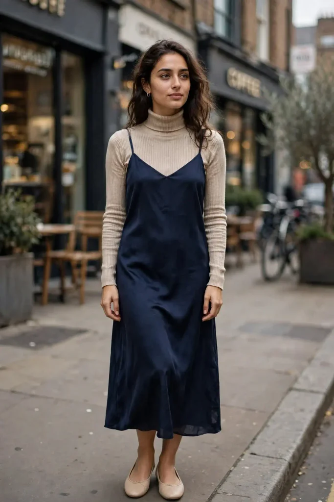 14 Fall Sweater Outfits, Sorted by the Sweater You Already Own 7 Turtleneck Layered Under a Slip Dress
