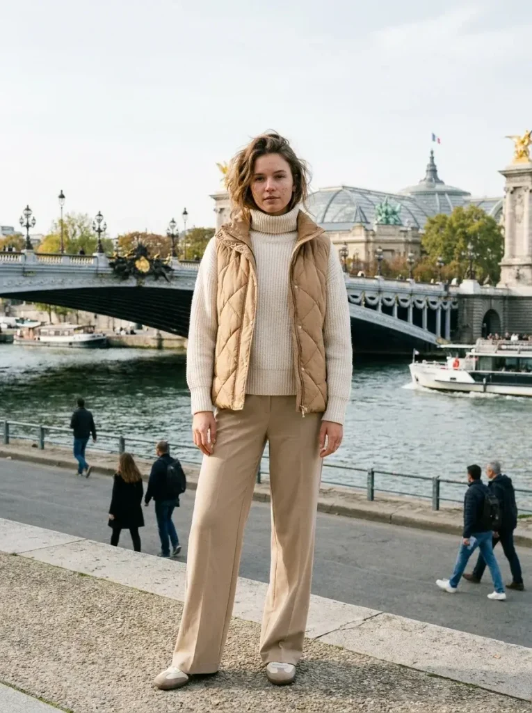 14 Fall Outfits Aesthetic Ideas That Capture the Cozy Beauty of Autumn Style 3 Turtleneck Vest and Wide Leg Trousers