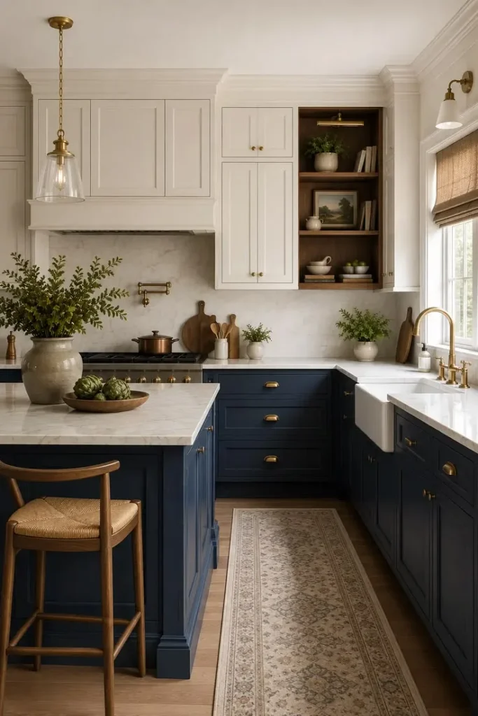17 Kitchen Design Ideas That Are So Stylish You’ll Suddenly Want to Host Dinner Parties Again 8 Two Tone Cabinets for Extra Personality