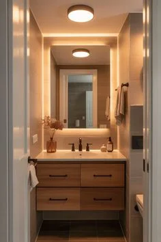 18 Guest Bathroom Ideas So Good Your Visitors Might “Accidentally” Stay Longer 6 Use Warm Lighting Instead of Harsh White Bulbs