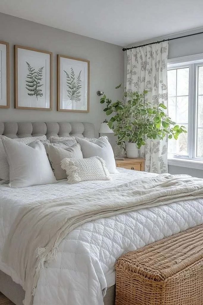 Your Bedroom Deserves This Glow-Up: 19 Cozy Bedroom Ideas That Make Every Night Feel Like a Luxury Staycation 13 Use a Linen Headboard or Upholstered Bed Frame