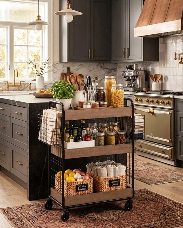 19 Kitchen Corner Ideas That Instantly Make Your Space Look Expensive (Without a Full Remodel) 15 Use a Rolling Cart