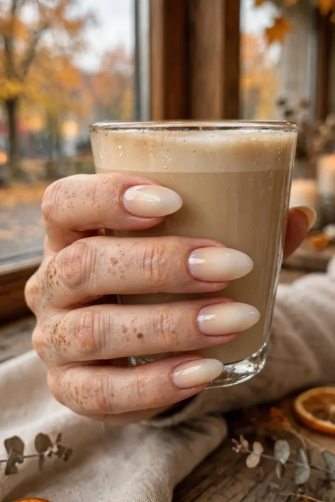 14 Fall Aura Nails That Create the Dreamiest Autumn Manicure Looks 15 Vanilla Latte Aura