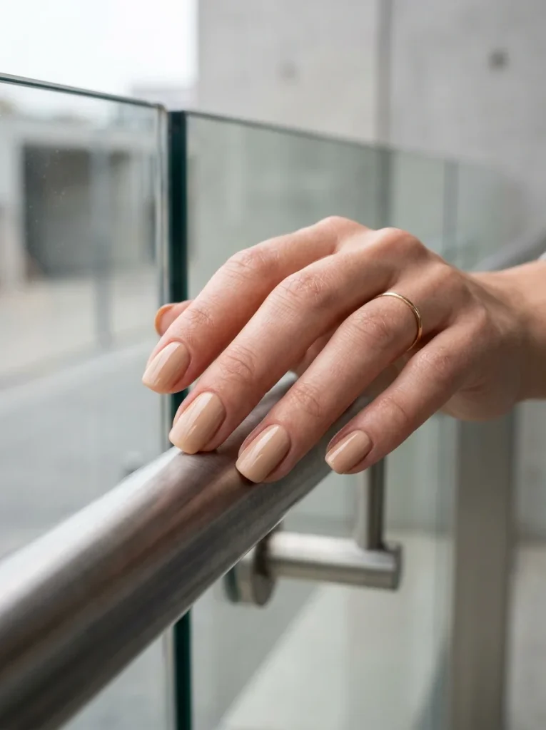 16 Simple Fall Nails That Look Expensive But Are So Easy to Recreate 13 Warm Beige with a Glossy Overcoat