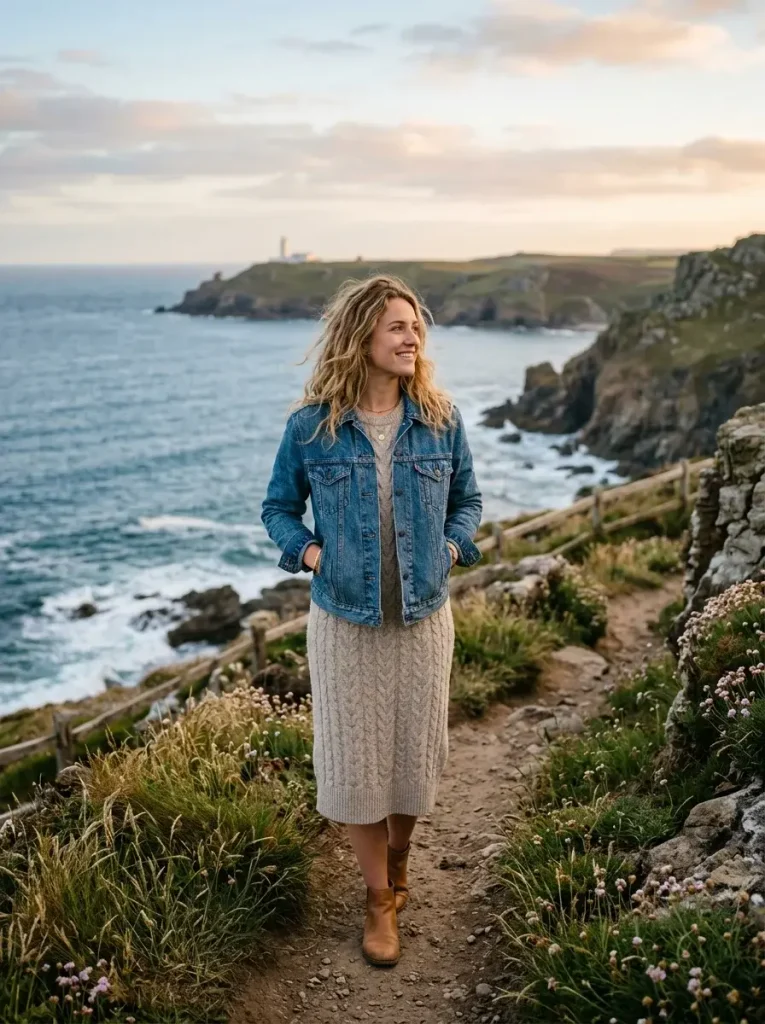 15 Casual Fall Outfits That Look Effortlessly Stylish for Everyday Days 3 White Shirt With a Cozy Cardigan and Jeans