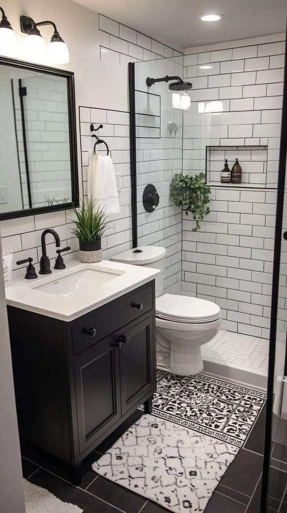 18 Bathroom Vanity Ideas That Are Giving “Pinterest Dream Home” Energy in 2026 10 White Vanity With Black Accents