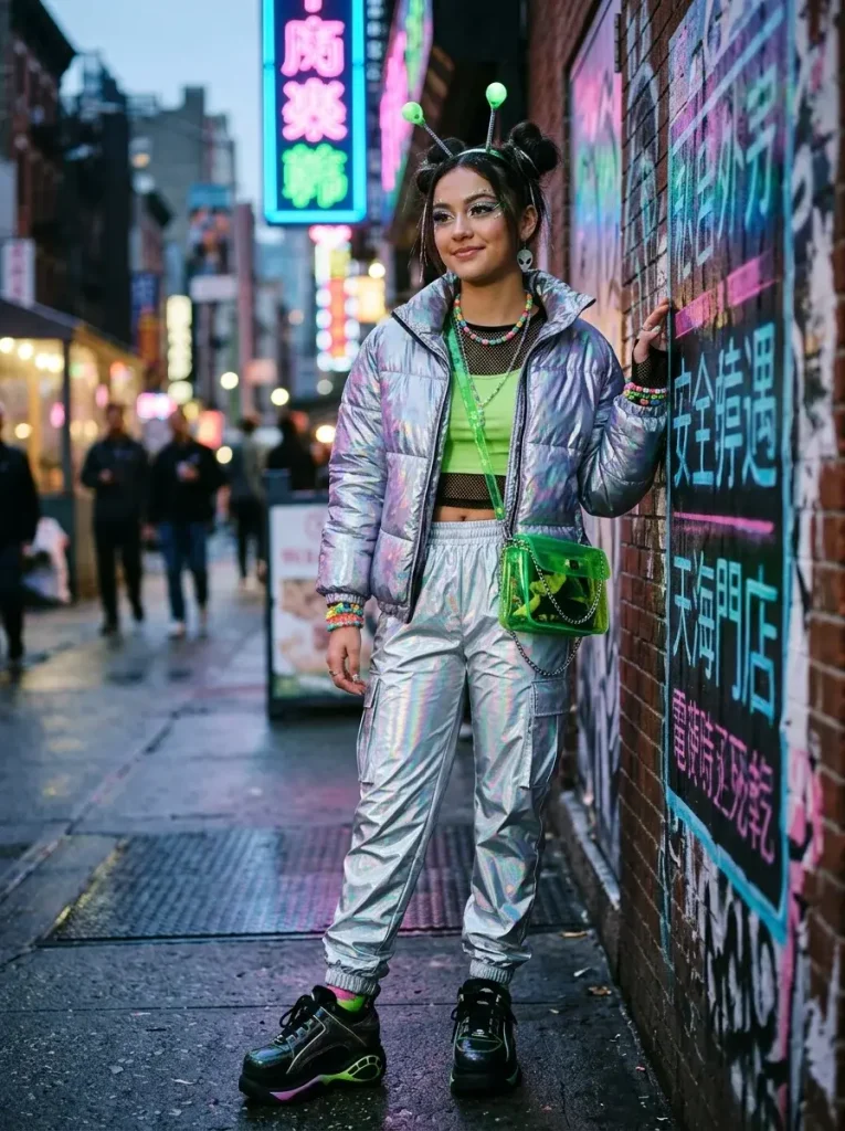 15 Halloween Costumes Teenage Girl, Grouped by Who You're Going With 6 Y2K Cyber Alien 765x1024 1