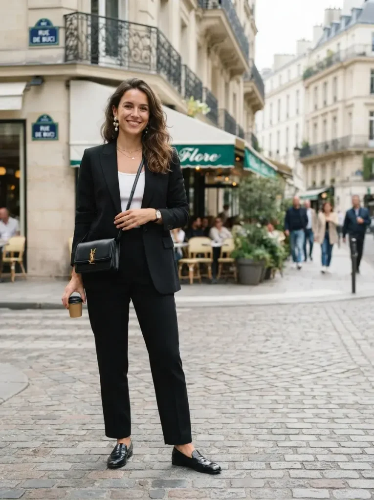 Black Everything with a Burgundy Bag