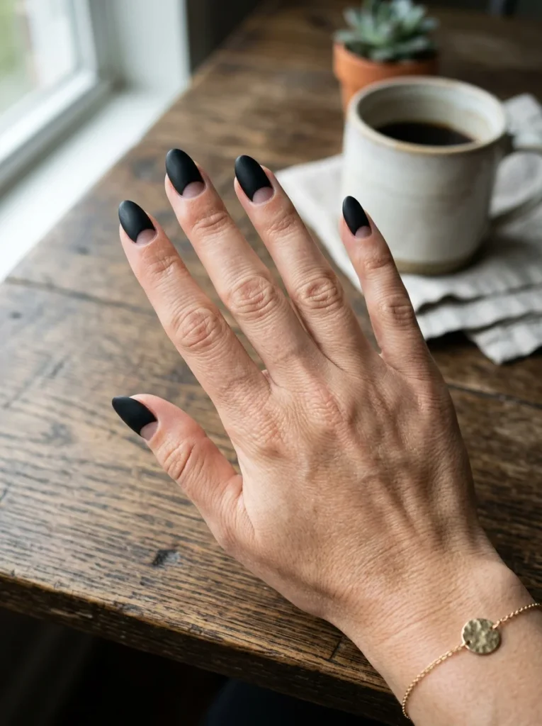 16 Fall Black Nails That Look Like Jewelry, Not Just Polish 5 Black Half Moon