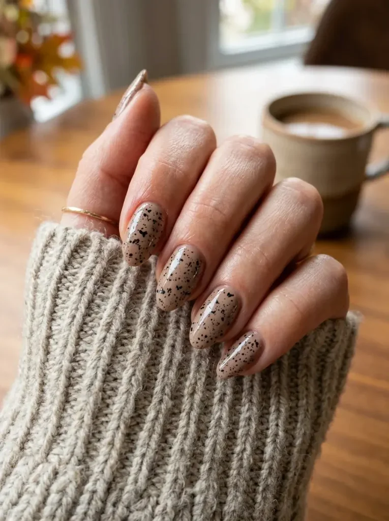 16 Fall Black Nails That Look Like Jewelry, Not Just Polish 13 Black Speckle Nude