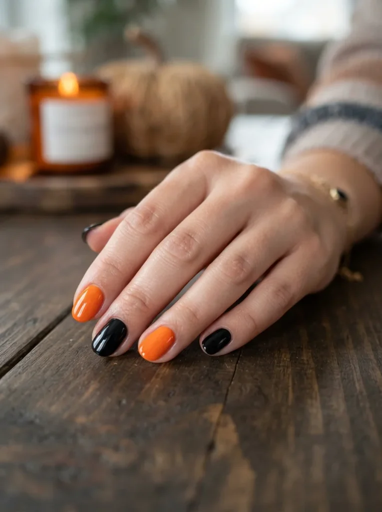 15 Simple Halloween Nails You Can Finish Before Your Tea Gets Cold 5 Black and Orange Alternate