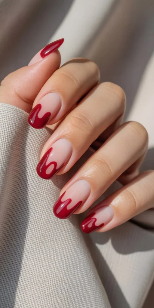 Fall Gets Spooky With These 19 Fall Halloween Nails You’ll Want to Copy 17 Blood Red French Tips