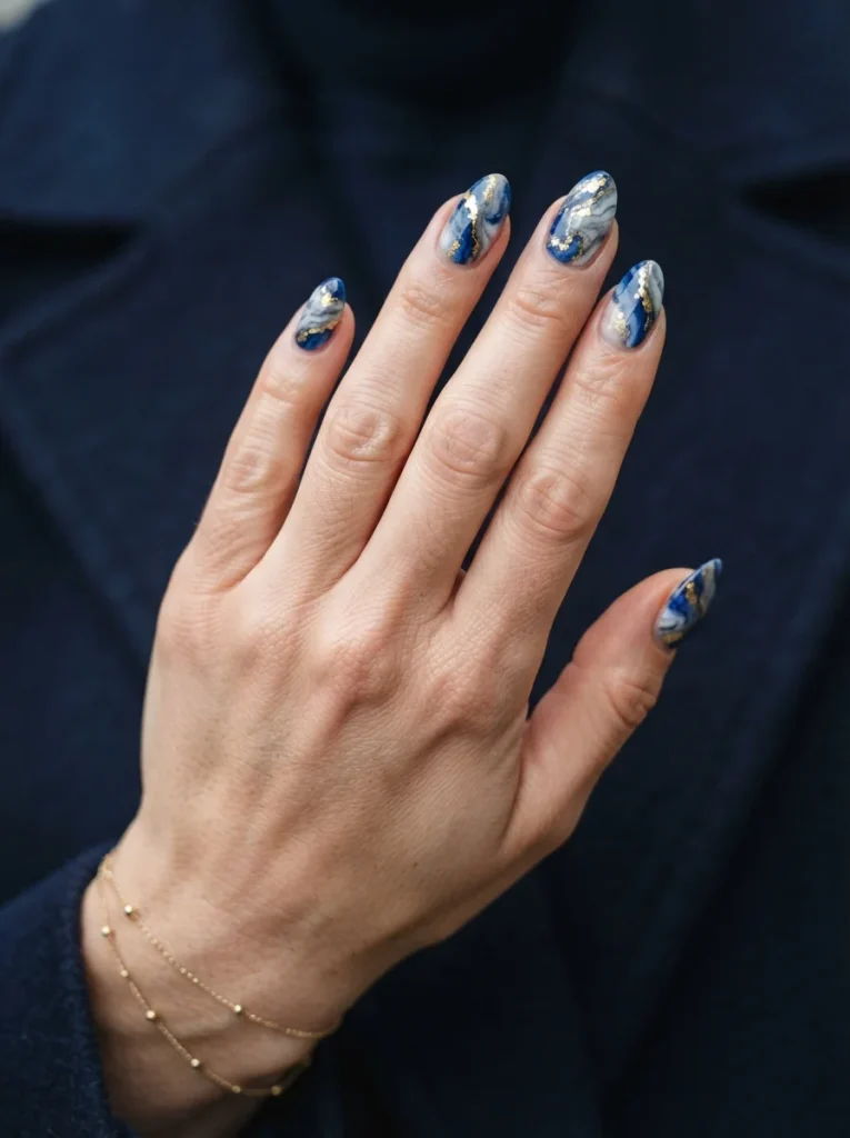 Blue and Gold Marbling