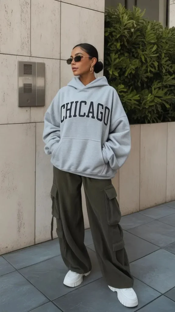 17 Fall Outfits Grunge That Look Edgy & Stylish 7 Cargo Pants With Oversized Hoodie
