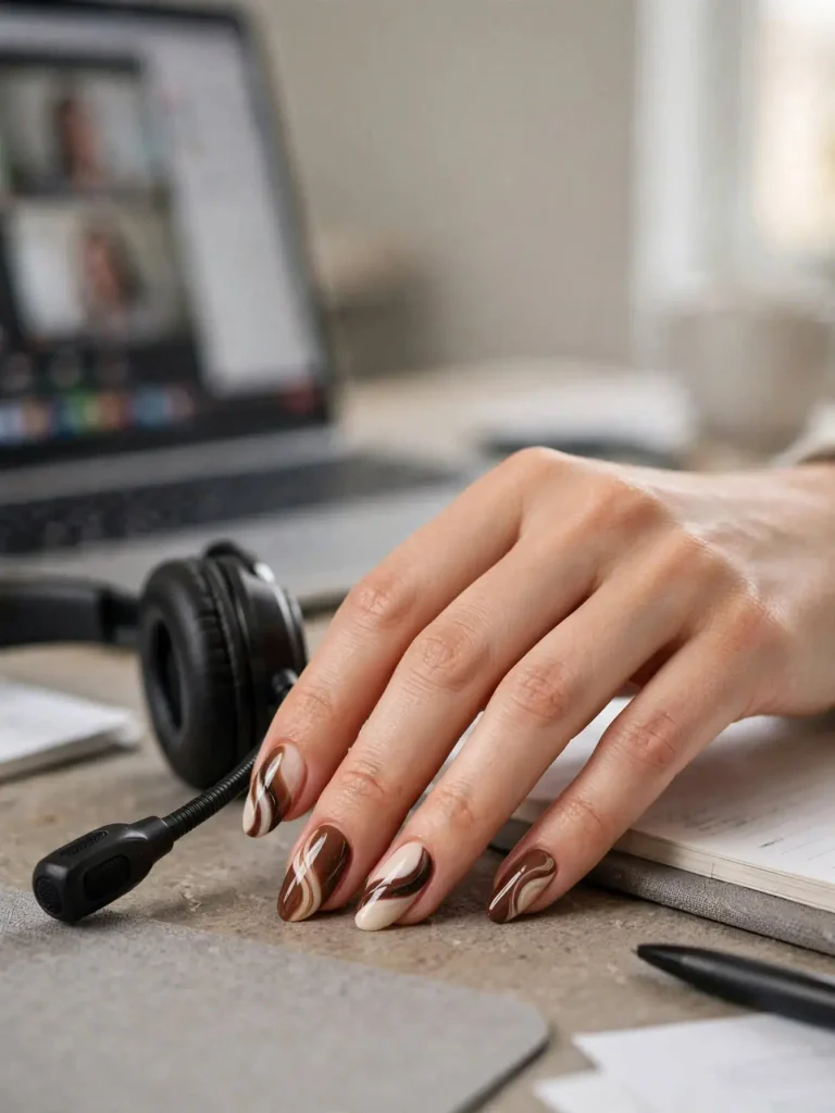 18 Fall Nail Inspiration Ideas, Served Like a Cozy Café Menu (Plus a Month-by-Month Color Calendar) 4 Chocolate Brown Milk 768x1024 1