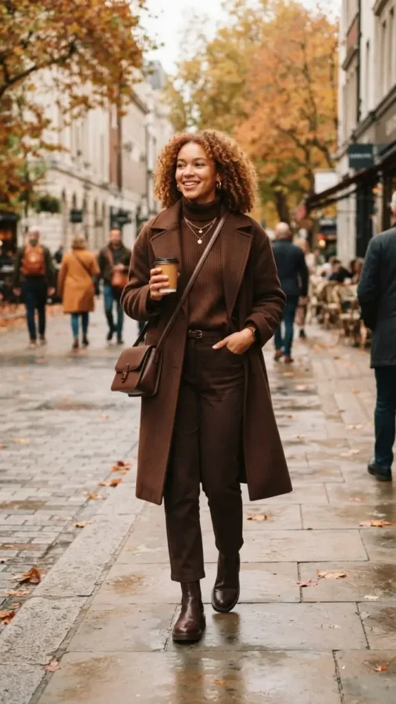 15 Fall Outfits Photoshoot Ideas That Look Stunning 9 Chocolate Brown Monochrome Outfit