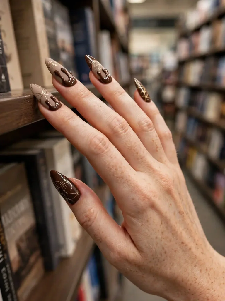 14 Fall Nails With Designs, One for Every Week of the Season 10 Chocolate Drip 768x1024 1