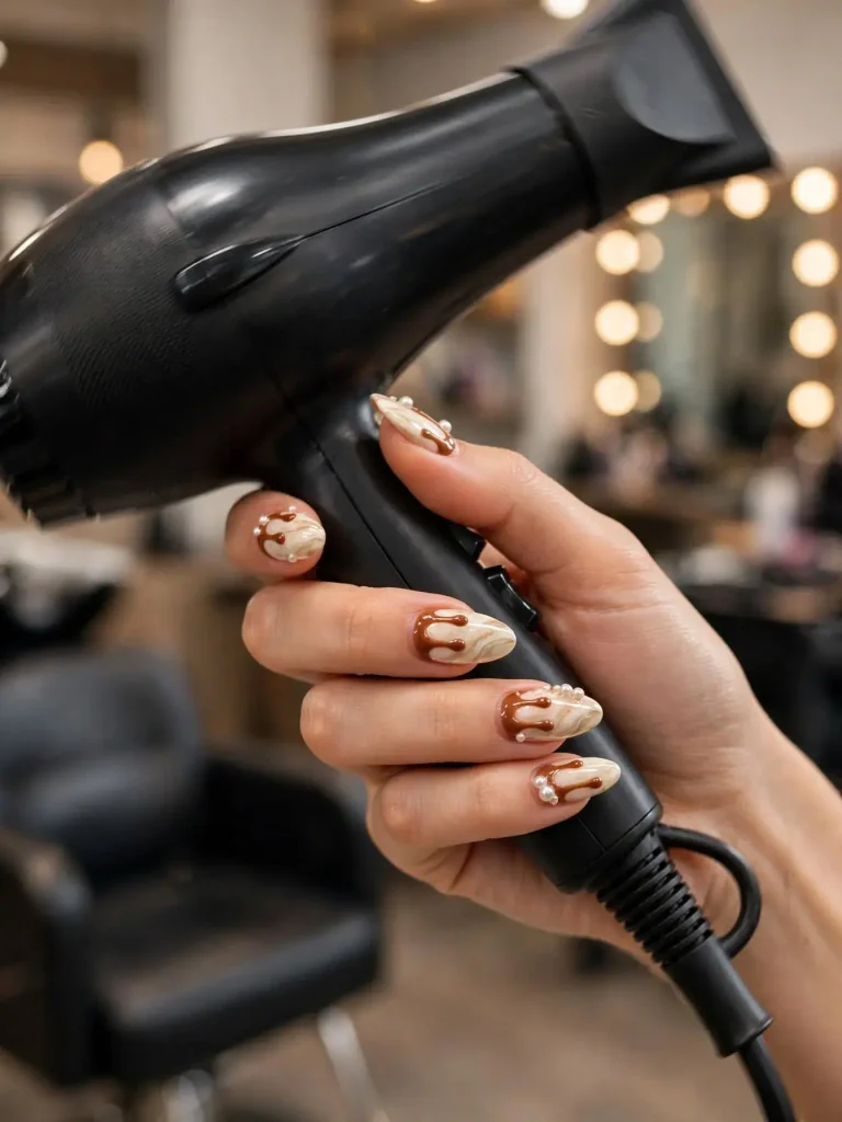 18 Fall Nail Inspiration Ideas, Served Like a Cozy Café Menu (Plus a Month-by-Month Color Calendar) 12 Cinnamon and Cream Marble 768x1024 1