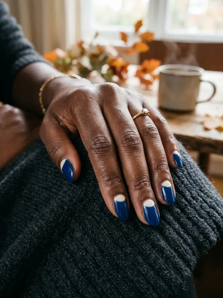 Cobalt and Cream Half Moon