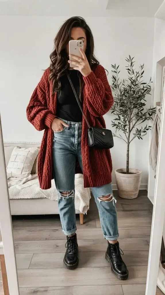 17 Fall Outfits Grunge That Look Edgy & Stylish 10 Cozy Grunge Outfit With Cardigan