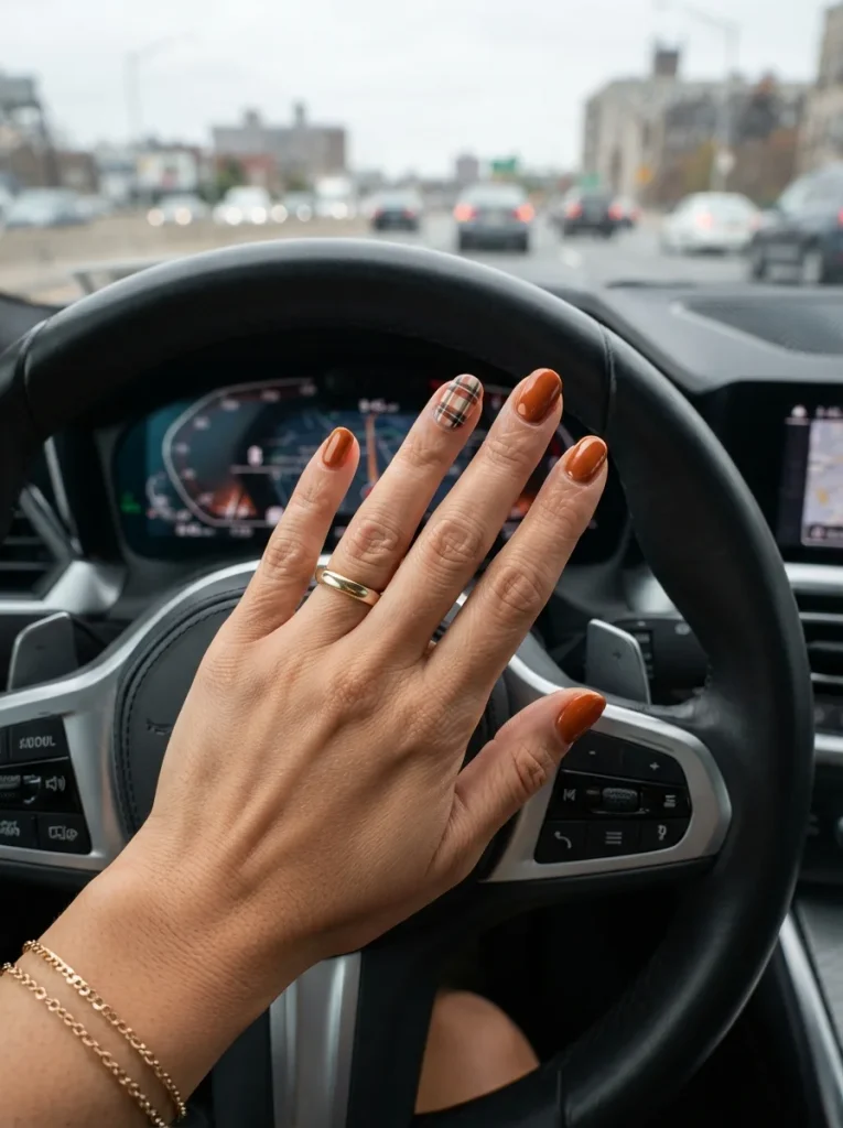 16 Fall Nail Art Ideas, Explained Like Art Class (No Talent Required) 14 Cozy Plaid Accent