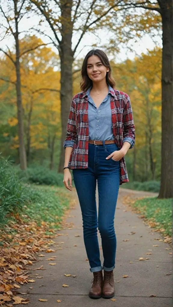 15 Fall Outfits Photoshoot Ideas That Look Stunning 10 Cozy Plaid Shirt With Jeans
