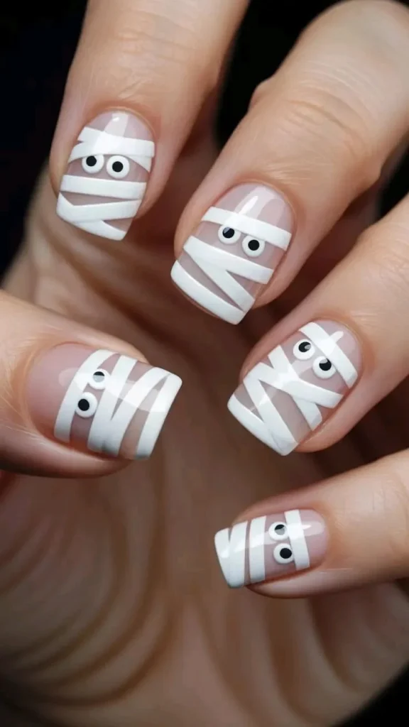 Fall Gets Spooky With These 19 Fall Halloween Nails You’ll Want to Copy 12 Cute Mummy Nails