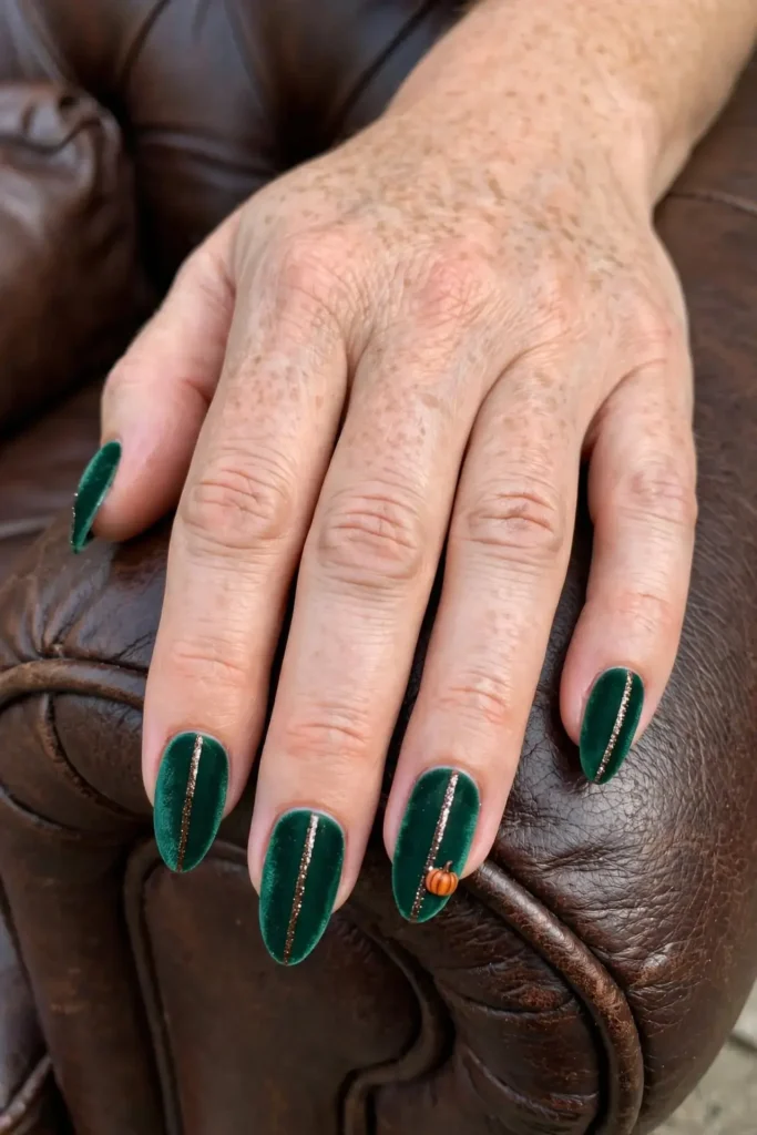 Emerald Velvet with Brown Shimmer Line