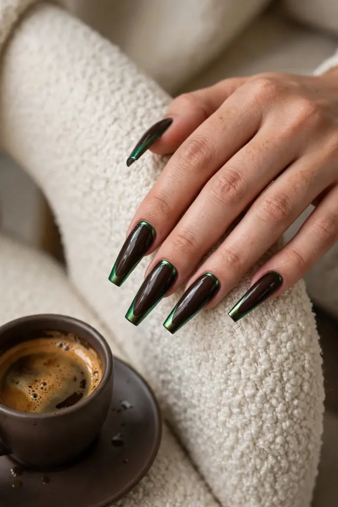 Espresso with Emerald Foil Edge