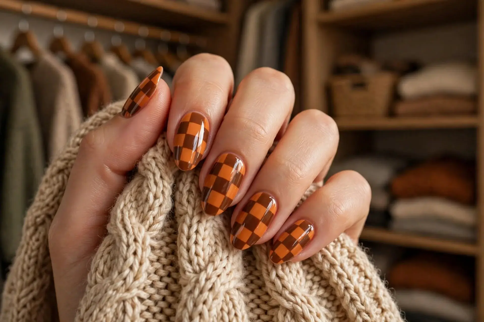 Fall Checkered Nails