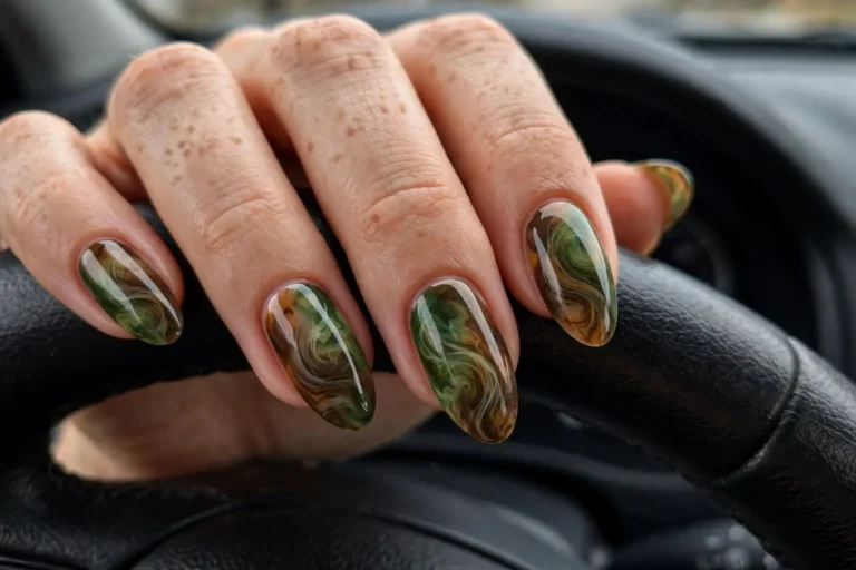 Fall Green and Brown Nails