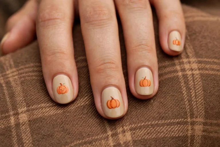 Fall Nails With Pumpkins