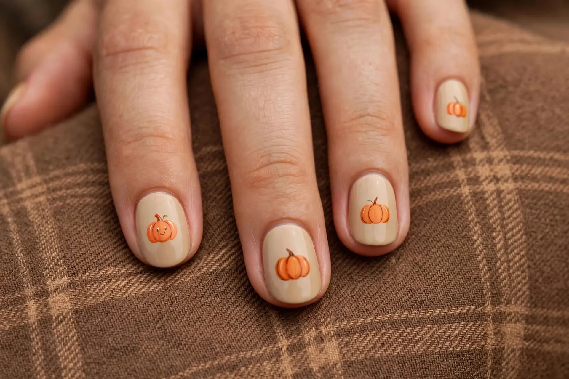 Fall Nails With Pumpkins