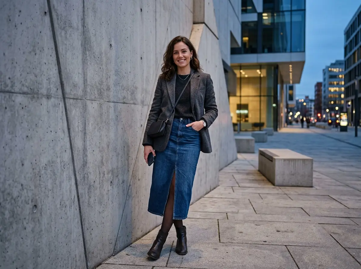 Fall Outfits Jean Skirt
