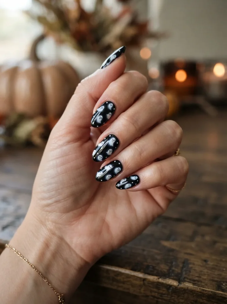 15 Simple Halloween Nails You Can Finish Before Your Tea Gets Cold 14 Glow Ghost Dots