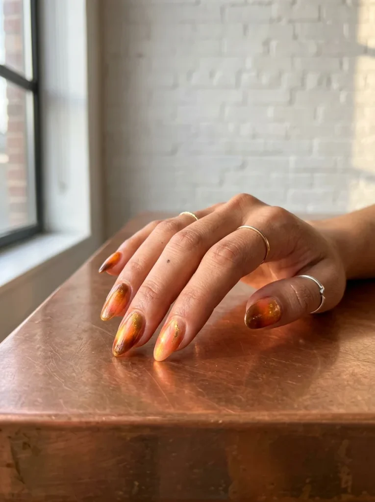 16 Fall Nail Art Ideas, Explained Like Art Class (No Talent Required) 11 Golden Hour Aura