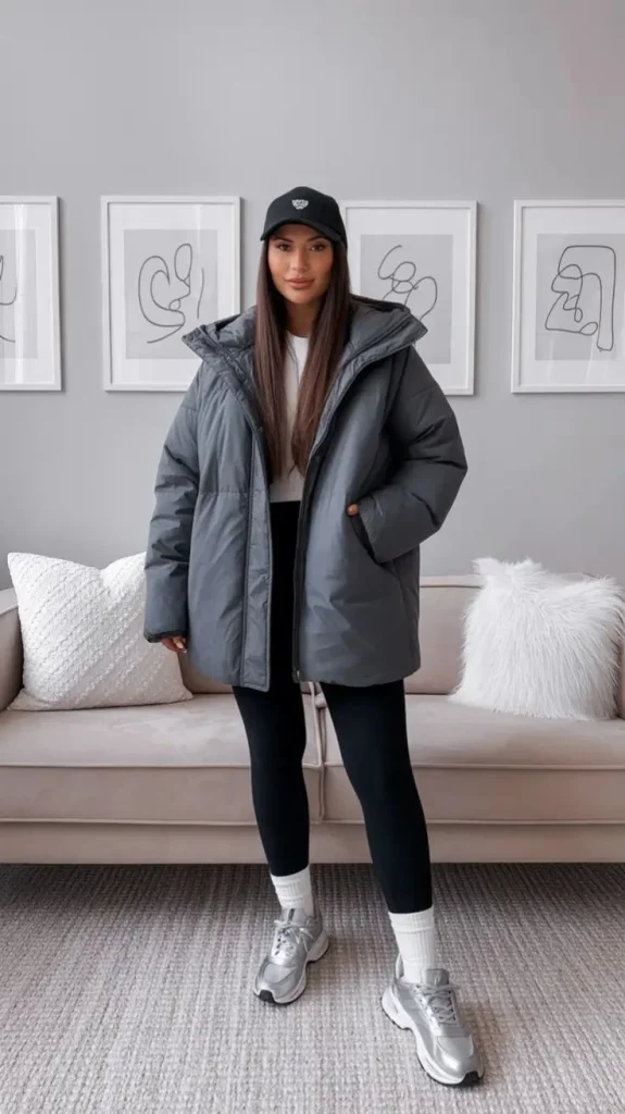 16 Fall Outfits With Jackets That Look Stylish & Trendy 14 Gray Oversized Jacket With Cozy Layers