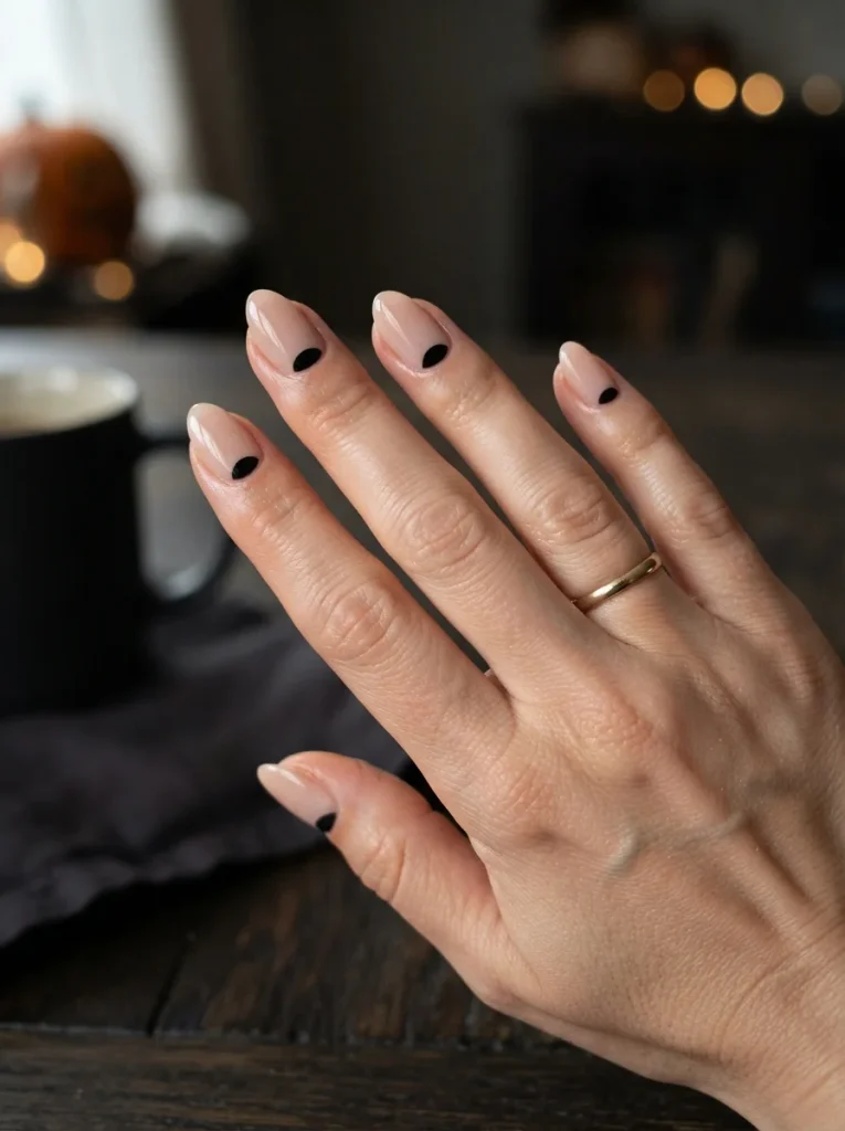 15 Simple Halloween Nails You Can Finish Before Your Tea Gets Cold 8 Half Moon in Black