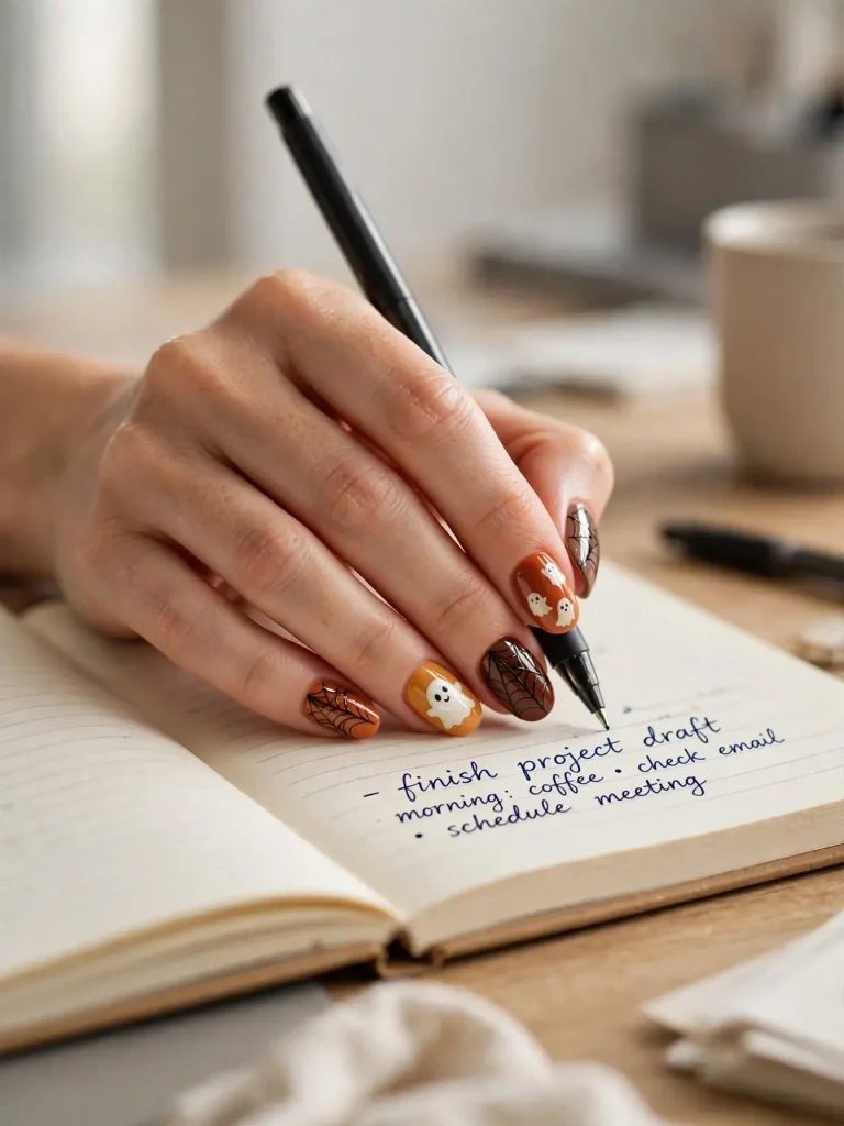 14 Fall Nails With Designs, One for Every Week of the Season 9 Halloween Ghost and Web 768x1024 1