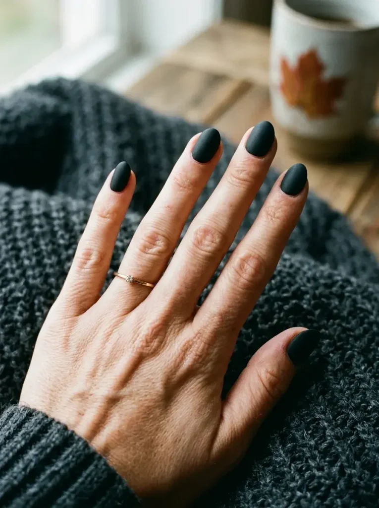 16 Fall Black Nails That Look Like Jewelry, Not Just Polish 6 Matte Black Cashmere