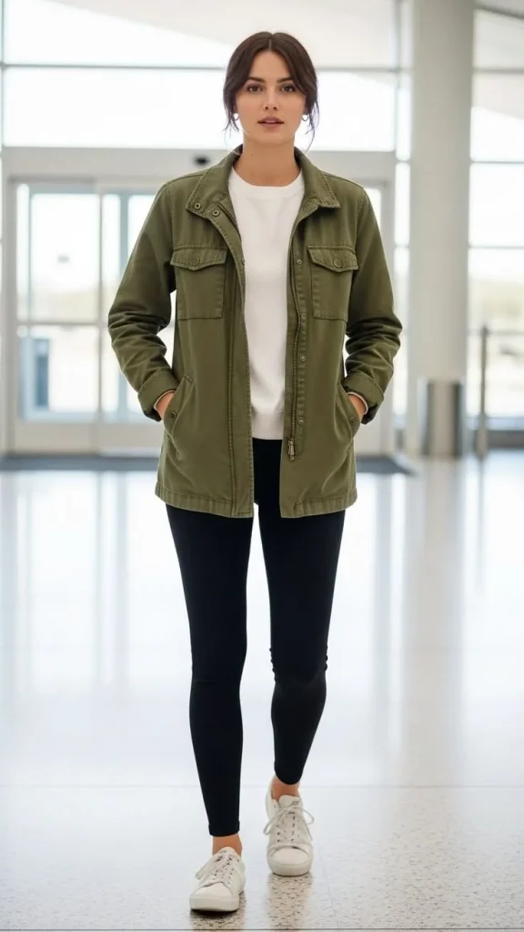 15 Fall Outfits Photoshoot Ideas That Look Stunning 8 Olive Green Jacket With Black Jeans