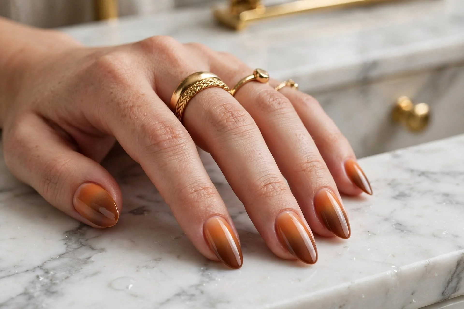 Orange-Brown Nails for Fall