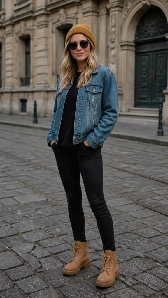 16 Fall Outfits With Jackets That Look Stylish & Trendy 2 Oversized Denim Jacket With Cozy Fall Layer