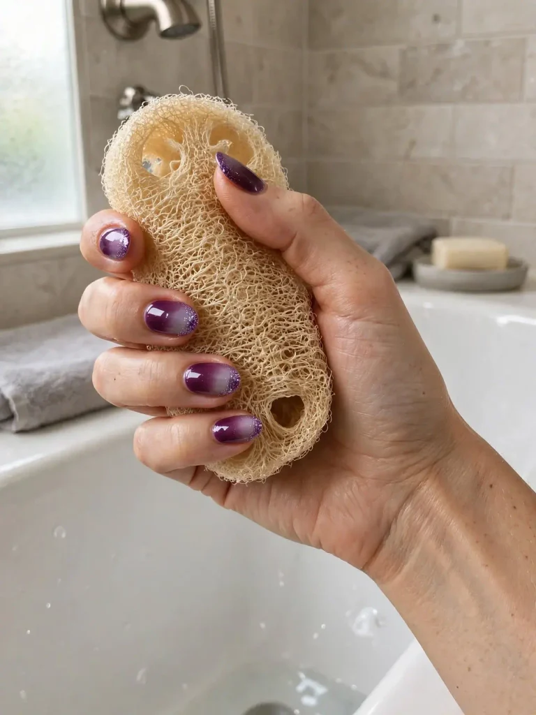 18 Fall Nail Inspiration Ideas, Served Like a Cozy Café Menu (Plus a Month-by-Month Color Calendar) 19 Plum Ombre with Glitter Tips 768x1024 1