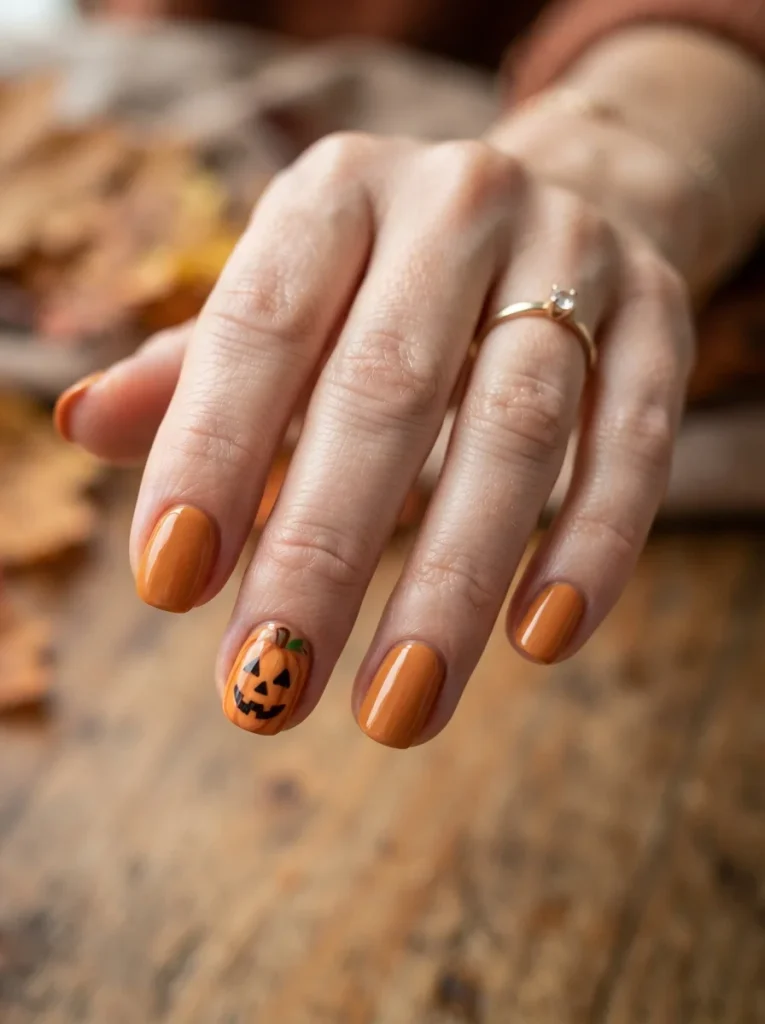 15 Simple Halloween Nails You Can Finish Before Your Tea Gets Cold 15 Pumpkin Accent