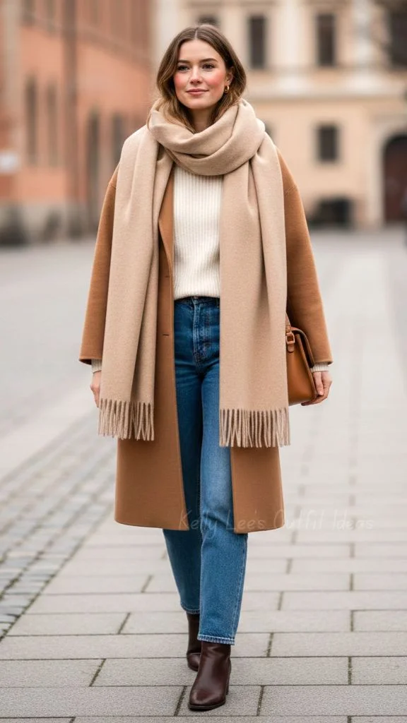 15 Fall Outfits Photoshoot Ideas That Look Stunning 15 Romantic Long Coat And Scarf Look