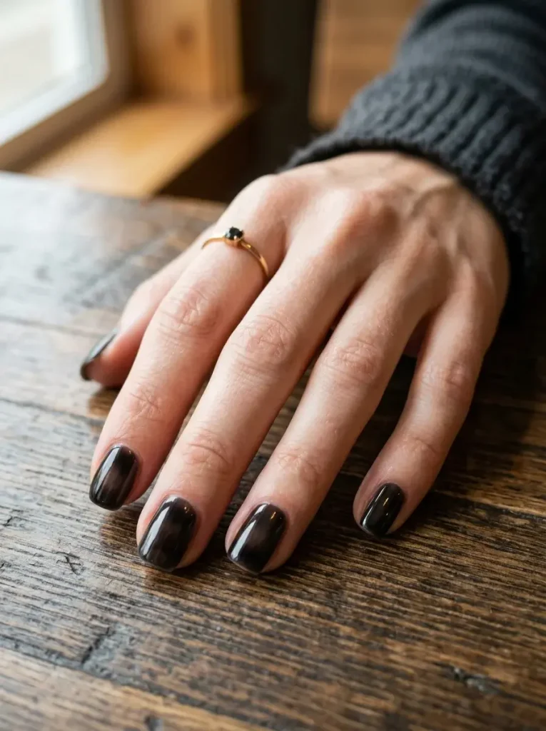 16 Fall Black Nails That Look Like Jewelry, Not Just Polish 10 Sheer Black Smoke