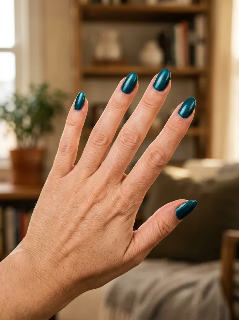 Teal Leaning Peacock